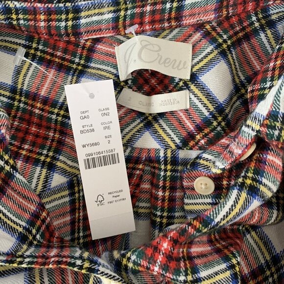J. Crew Women's Classic Fit Multicolor Flannel Shirt Size 2 Style BD538 - Picture 10 of 13